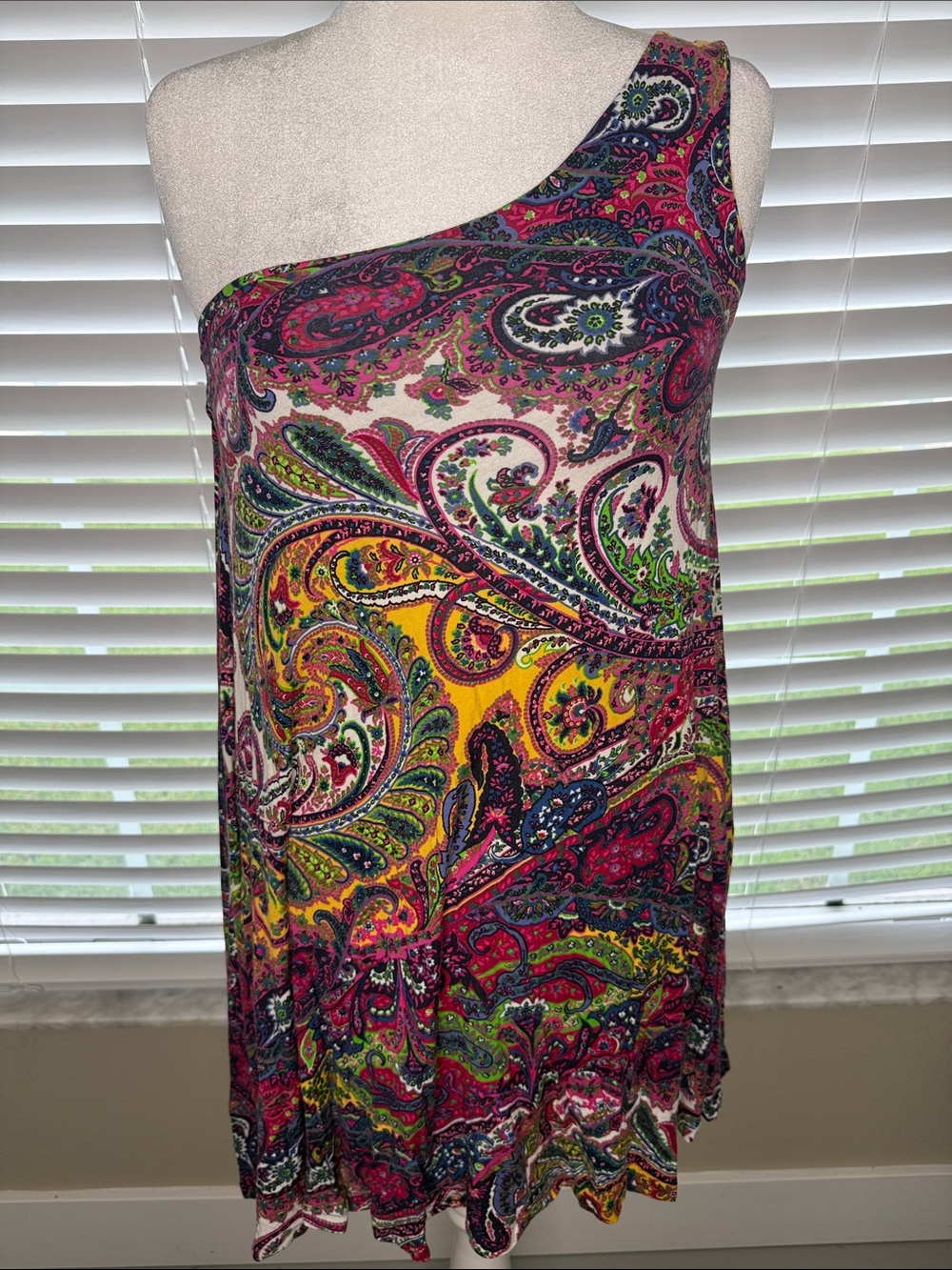 One-Shoulder Paisley Print Summer Dress - Multicolor